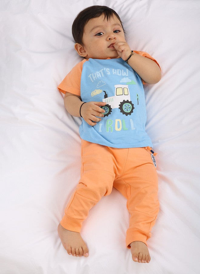 BONTOTS Infant Boys That's How I Roll Printed Organic Cotton T-Shirt and Pants Set - Image 1